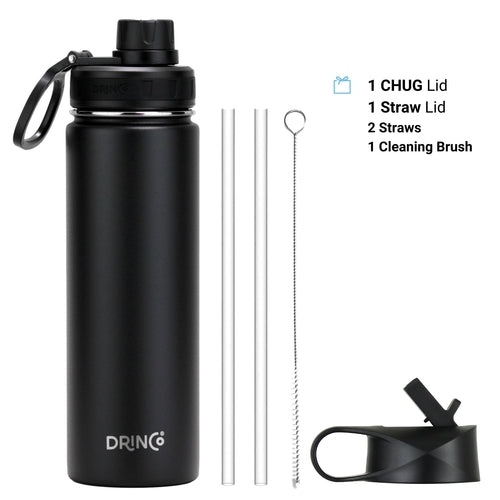 DRINCO® 22oz Stainless Steel Sport Water Bottle - Black Depzion