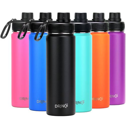 DRINCO® 22oz Stainless Steel Sport Water Bottle - Black Depzion