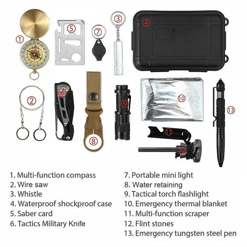 14 In 1 Outdoor Emergency Survival Kit Depzion