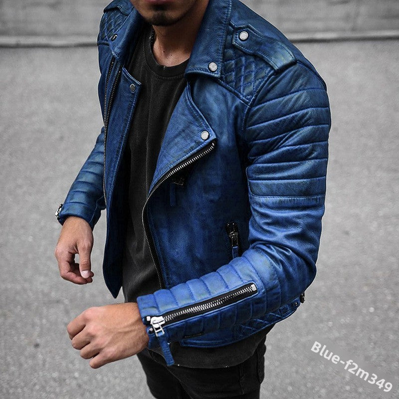 Men'S Lapel Leather Coat